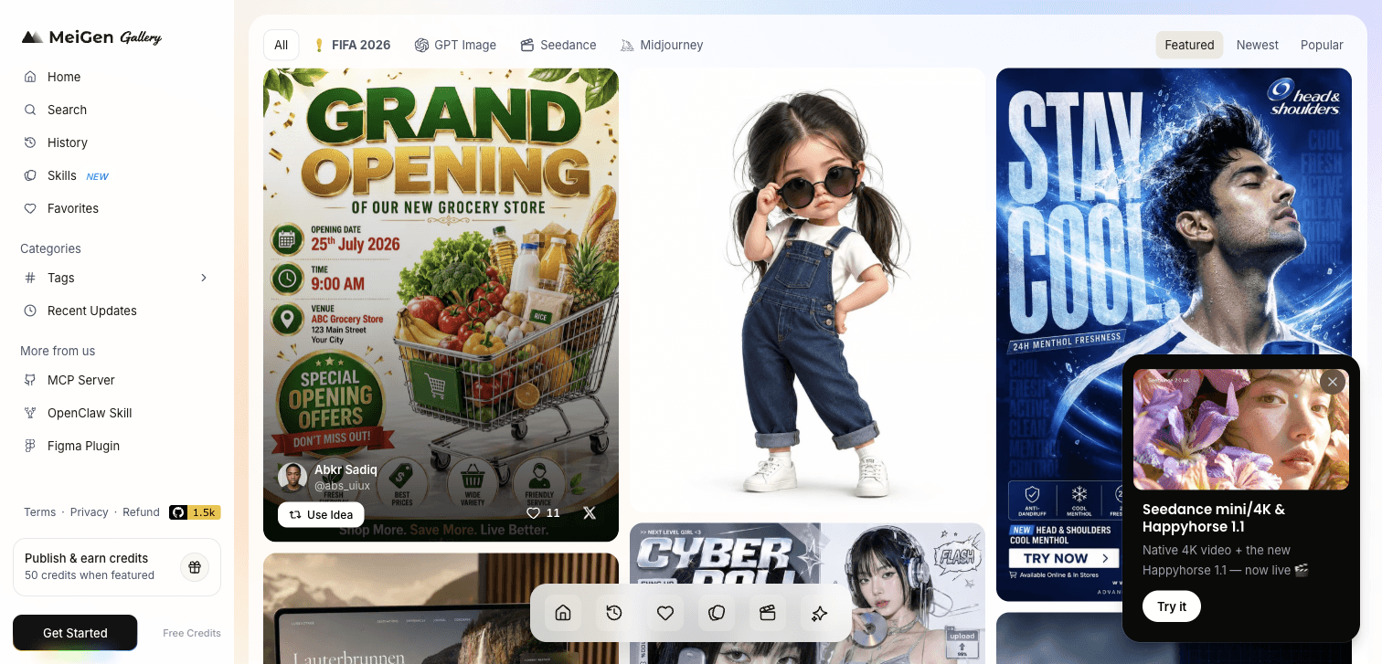 深度报告：MeiGen — Curated gallery of trending AI prompts from X with built-in image generation.